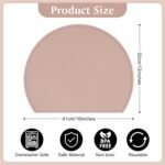 Silicone Placemat Set of 4, Heat Resistant Placemats for Dinning Table, Reusable Portable Kids Baby Placemats, Waterproof Stain-Proof Toddler Food Mats, Easy to Clean Silicone Mat (Semicircle)