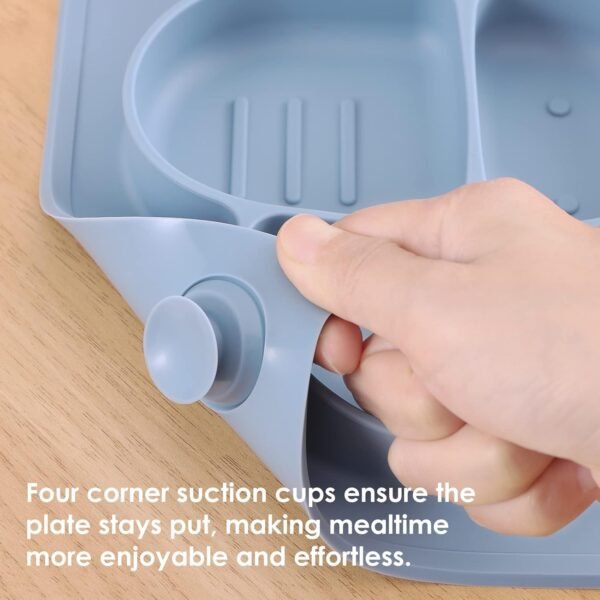 Suction Plates for Baby Placemat Spoon Fork Set for Toddlers, Silicone Baby Plates with Suction Baby Dishes for Kids Plates-pale mauve