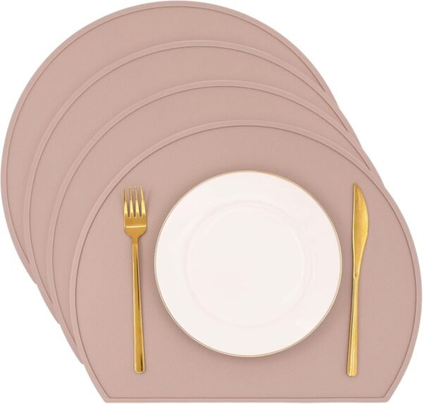 Silicone Placemat Set of 4, Heat Resistant Placemats for Dinning Table, Reusable Portable Kids Baby Placemats, Waterproof Stain-Proof Toddler Food Mats, Easy to Clean Silicone Mat (Semicircle)