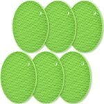 Silicone Trivets Mat, 6 Packs Multipurpose Non Slip Heat Resistant Pot Holder-Green
