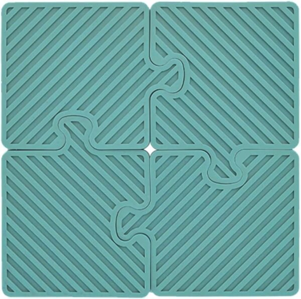 Silicone Trivet Mat - Thick Non-Slip Square Trivet Heat Resistance Mats for Hot Dishes, Pots and Pans Protecting Kitchen Counter and Table Universal Trivets Set (Blue)