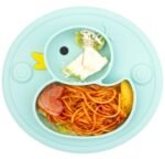 Baby Plate Silicone Toddler Plates Suction Placemat Divided Duck Dishes for Kids and Infants One-Piece Strong Suction, BPA Free, Microwave Dishwasher Safe