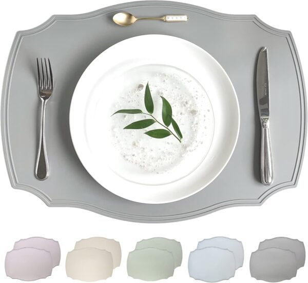 Premium Silicone Placemats, Set of 2 (Zen Gray)