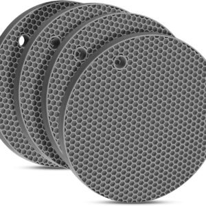 4 PCS Premium Silicone Trivet Mats, Food Grade Silicones, BPA Free, Versatile Silicone Hot Pads for Kitchen, Suitable for Fondue Mats, Can Openers and Spoon Rests