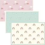 Disposable Placemats Baby - Pack of 45 BPA Free Table Toppers for Kids and Toddlers - Extra Sticky Travel Mat for Restaurant (Cream/Sage/Blush)