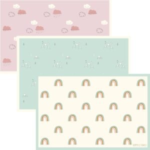 Disposable Placemats Baby - Pack of 45 BPA Free Table Toppers for Kids and Toddlers - Extra Sticky Travel Mat for Restaurant (Cream/Sage/Blush)