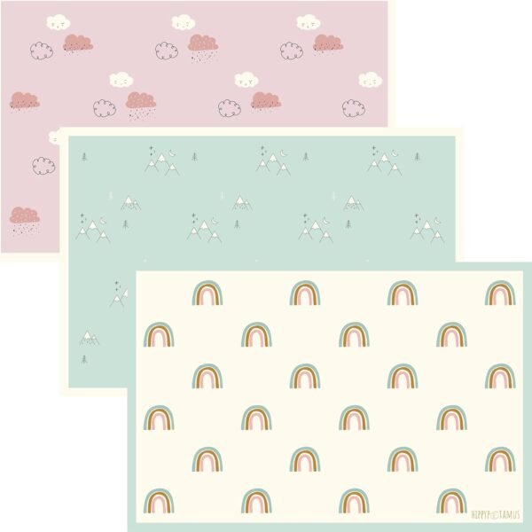 Disposable Placemats Baby - Pack of 45 BPA Free Table Toppers for Kids and Toddlers - Extra Sticky Travel Mat for Restaurant (Cream/Sage/Blush)