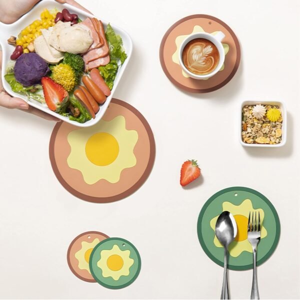 Coasters Table Mats Heat Resistant Creative Cartoon Thickened Anti-Skid Durable Non-Slip Coffee Cup PVC Coaster Silicone Anti Slip Home Tea Coaster Bowl Pad Placemat Set-Universal(Brown) (Brown)