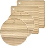 4 Pieces Silicone Trivet Mats, Pot Holders, Kitchen Tools, Heat Resistant Non-Slip Durable Pads for Dishes, Bowls, Jar Opener, Easy to Wash and Dry Pan Cushions (Beige)