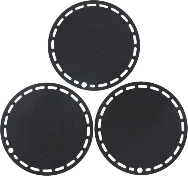 Silicone Trivet Mat Big Round Silicone Pot Holder Hot Pads and Trivets for Hot Dishes and Hot Pots, Hot Mats for Countertops, Tables, Spoon Rest Small Place Mats Set of 3 Color Black
