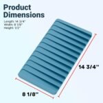 Premium Drying Mat, 14” Blue Multipurpose Self Draining Silicone Drying Mat, Easy to Clean Drying Mat for Kitchen Counter. Heat Resistant, Dishwasher Safe