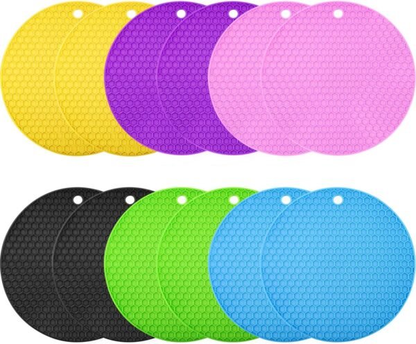 6 Packs Silicone Trivets Mat, Hot Pad Mat, Pot Holder, Silicone Hot Pad for Kitchen Counter, Assorted Color
