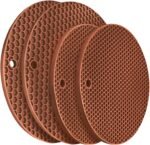 Silicone Trivets for Hot Dishs, 7 Inch & 9 Inch Heat Resistant Silicone Hot Pads Pot Holders for Kitchen Counter, Flexible Round Silicone Trivet Mats, Silicone Potholders(Coffee)