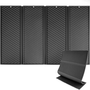 Silicone Dish Drying Mat for Kitchen Counter, Collapsible Four Fold Large Dish Drainer Mat, Kitchen Counter Anti-Skid and Heat Insulation Pad, 23 x15In Non-Slip Sink Mat Easy to Clean (fold-black)