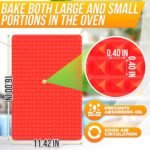Silicone Baking Mat - 16x11.5" Non Stick Silicone Cooking Mat Fat Filtering Red Pyramid Design, for Roasting, BBQ & Pastry Making - Oven and Microwave Bacon Cooker Food Grade, Flexible & Easy-to-Clean