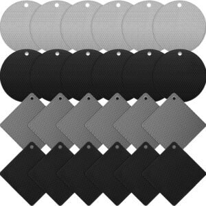 24 Pcs Silicone Trivets for Hot Dishes Non Slip Hot Pads for Kitchen Multipurpose Pot Holders for Kitchen Easy to Wash Heat Resistant Mat for Countertops Table, Gray and Black, Square and Round