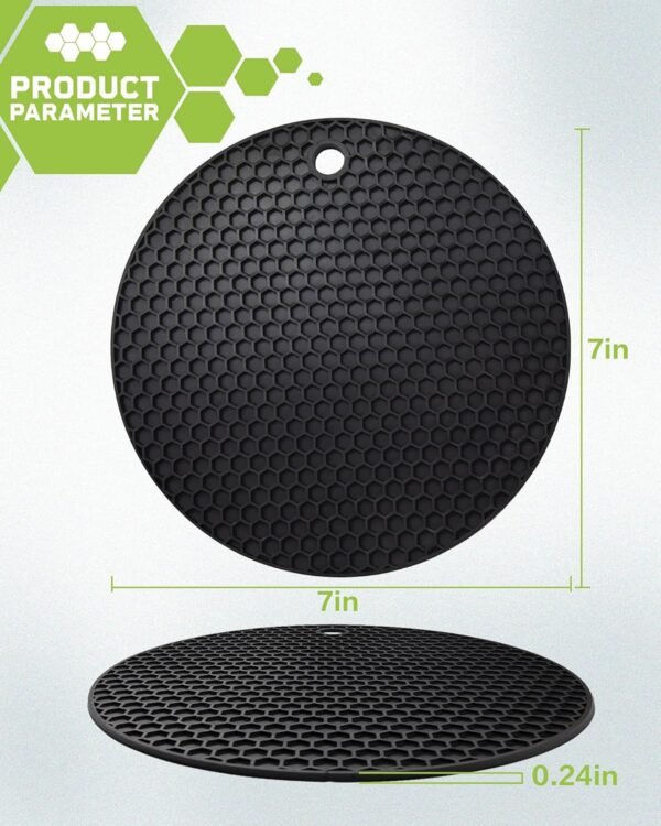 2pcs Silicone mats for Kitchen Counter,Pot Holders,Silicone mat,Trivet,hot Pads,potholders for Kitchens,trivets for hot pots,Holders,Flexible Easy to Wash and Dry. (Black