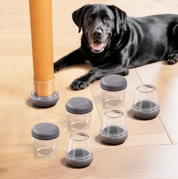 Hardwood floor chair leg protectors, clear silicone caps with smooth nylon base (does not attract pet hair), suitable for carpet and tile, fits 3/4 to 1 inch, 16-pack