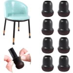 Extra small black silicone chair leg caps with felt pad, suitable for round metal bar stool legs on hardwood floors, fits 0.5-0.75 inch height, 16-pack