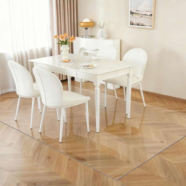 Clear hardwood floor chair mats, 58 x 96 inches, waterproof rectangular protector for wheelchairs.