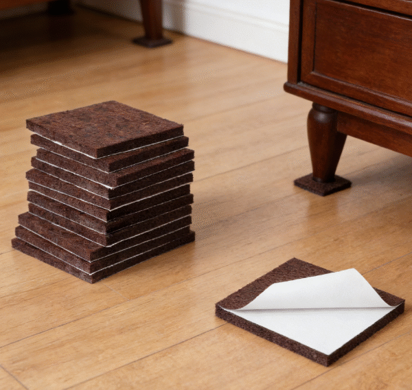 Self-adhesive square felt furniture mats, 2 inches x 2 inches, can be cut to size, scratch-resistant, suitable for hardwood floors, brown, 12 pieces per pack