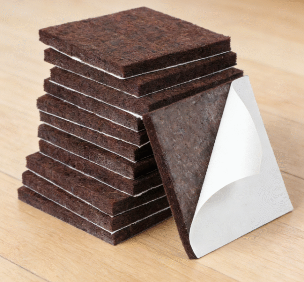 Self-adhesive square felt furniture mats, 2 inches x 2 inches, can be cut to size, scratch-resistant, suitable for hardwood floors, brown, 12 pieces per pack