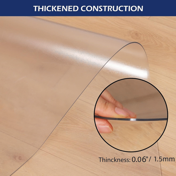 Non-slip dining table and chair mats for hard floors, 50 x 60 inches, suitable for family dining rooms or play chairs.