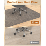 Dining/home chair mats for hardwood floors, 35.4 x 47.2 inches. Dark brown, large, non-slip protective mat for trolley chairs