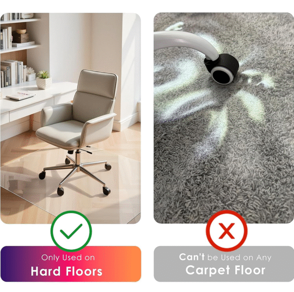 Transparent hardwood/tile floor protector mat, 44x58 inches, rectangular, suitable for office and home use