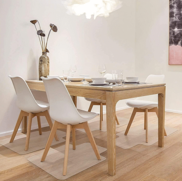 Durable transparent dining room chair mat, 36x48 inches with edging, heavy-duty plastic, suitable for trolley chairs on hardwood floors, easy to slide on