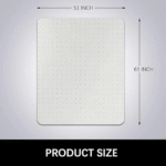 Transparent dining room chair mat for carpets, 51x63 inches rectangular, easy to slide on, protects low-pile or non-pile carpets