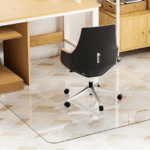 Tempered glass chair cushion, 48x32 inches (1/5 inch thick), suitable for carpeted wheelchairs, odorless, easy to clean, includes 4 non-slip pads.