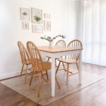 Transparent hardwood dining room chair cushion, 57x84 inches, large, easy-slip plastic mat, suitable for dining room, living room, and other areas.
