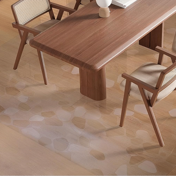 Transparent non- for hard floors, 40x60 inches, pebble pattern, non-slip. Water-resistant, suitable for high-traffic areas such as under dining tables, pet-friendly.