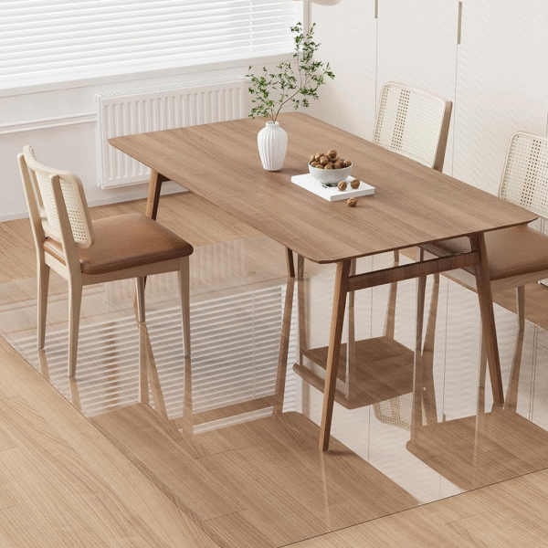 Large, transparent, non-slip floor mat, 80x100 inches, easy to clean, splash-proof, suitable for use in living rooms or under children's high chairs.