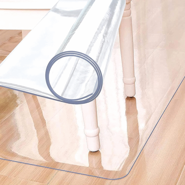 Heavy-duty transparent waterproof chair mat/floor protector, scratch-resistant, suitable for office and home wood/tile floors.