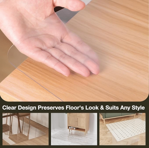 Crystal clear, easy-to-lay floor mat, 80x100 inches, upgraded stain-resistant, large-size plastic rug, suitable for kitchens, dining rooms or high-traffic areas.