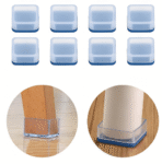 Square Silicone Chair Leg Floor Protectors, 30x30 mm, freely movable, scratch-resistant and noise-reducing, 16 pieces per pack