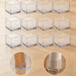 Square Silicone Chair Leg Floor Protectors, 30x30 mm, freely movable, scratch-resistant and noise-reducing, 16 pieces per pack