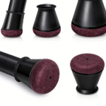 Extra small round felt chair leg protectors (black), for hardwood floors or metal bar stool legs, fits 0.55-0.75 inches, 16-pack