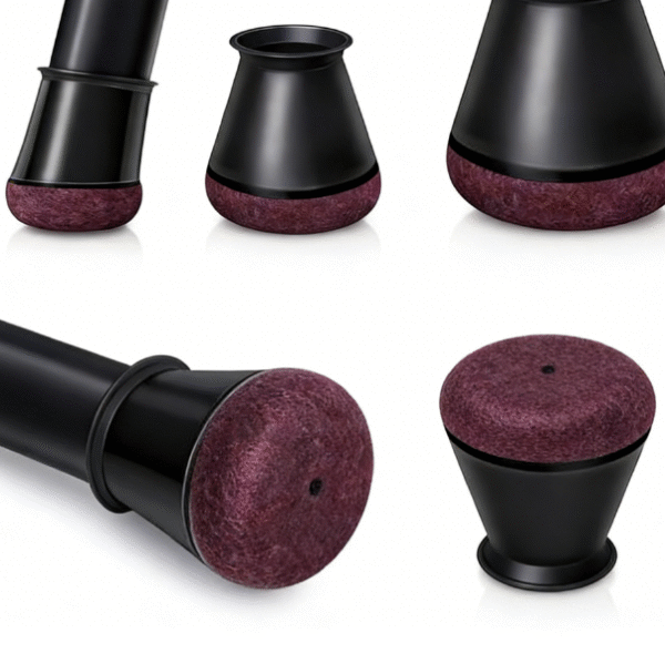 Extra small round felt chair leg protectors (black), for hardwood floors or metal bar stool legs, fits 0.55-0.75 inches, 16-pack