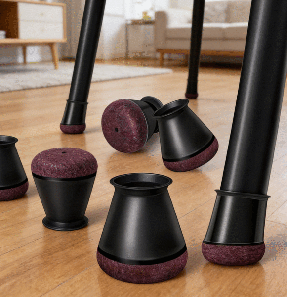 Extra small round felt chair leg protectors (black), for hardwood floors or metal bar stool legs, fits 0.55-0.75 inches, 16-pack