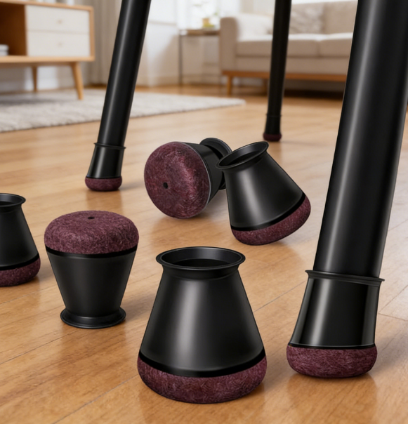 Extra small round felt chair leg protectors (black), for hardwood floors or metal bar stool legs, fits 0.55-0.75 inches, 16-pack